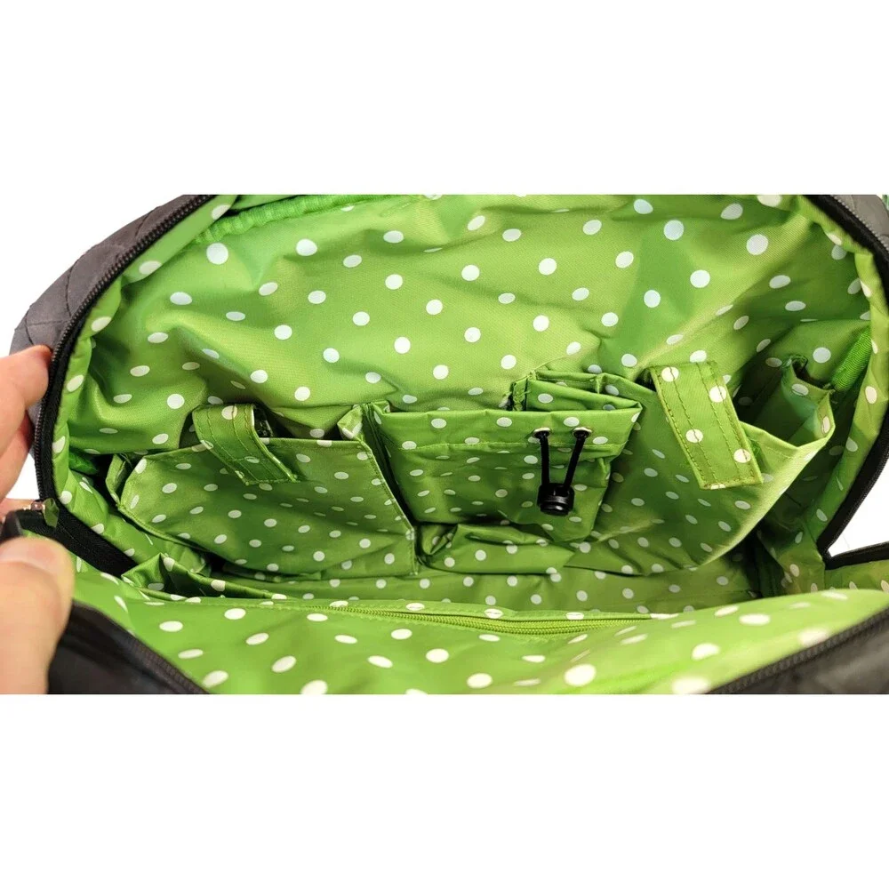 JP Lizzy Bowler Type Large Diaper Bag Black Changing Pad Quilted Zippered
